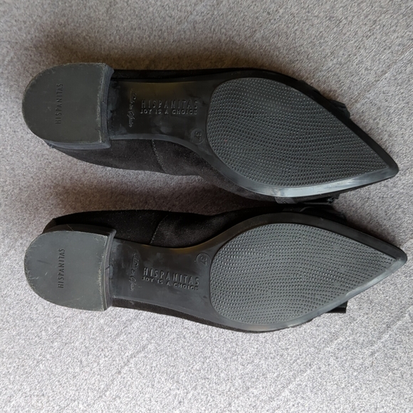 Hispanitas Size 37 (US 6.5) Black Suede Pointed Toe Flat Shoes - Picture 5 of 8